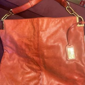 Distressed Red leather Hobo bag.